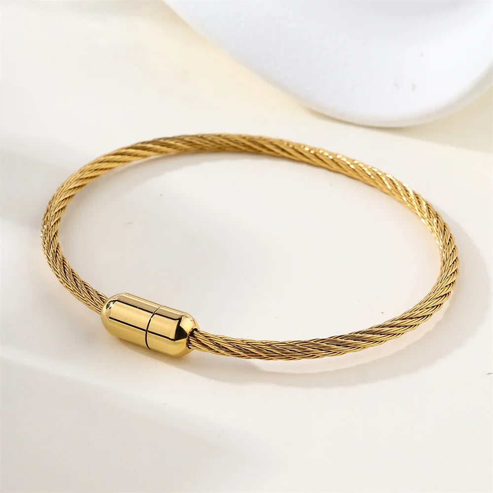 Stainless Steel 18K Gold Steel Wire Bracelet Waterproof Simple Hot Selling High Quality  Bracelet
