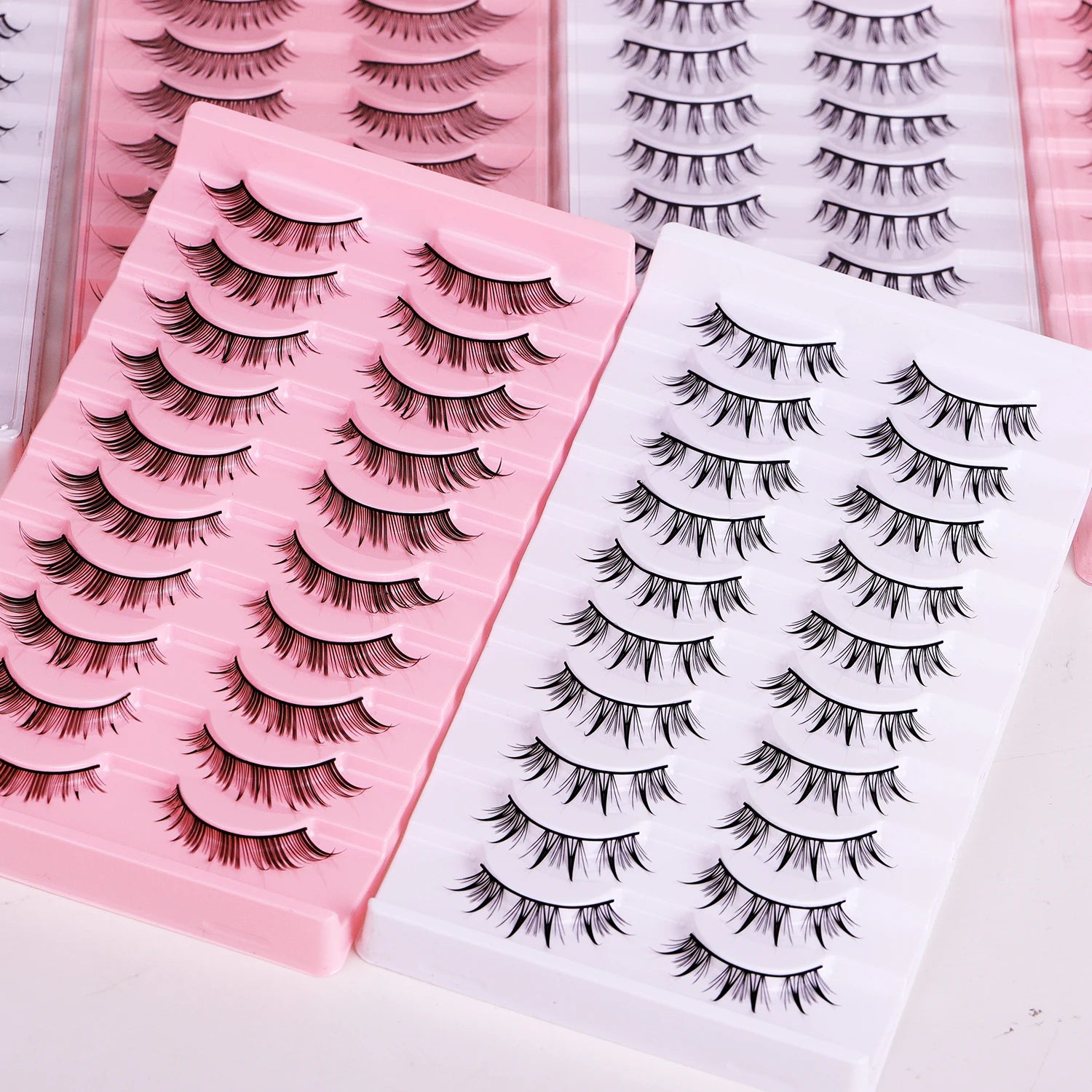 ZYM-DBP-05 Curled Synthetic Natural Eyelashes Eco-Friendly Vegan Domestic Chemical Fiber Full Strip Eyelashes