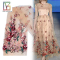 Factory Cheap Hot Sale Bridal Dress Luxury Tulle swiss Lace Colour 3D Sequin Beaded Embroidery Lace Fabric for Dress