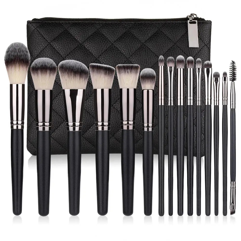 15-Piece Professional Makeup Brush Set for Eye Foundation Custom Private Label Powder Face Makeup with Eyebrow Pencil Mascara