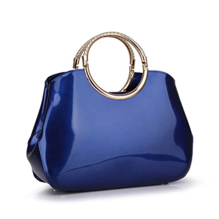 2026 Large Capacity Handbags Women Glossy Pattern PU Bags Metal Handle Designer Elegant Purses Ladies Shopping Daily Handbags