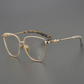 CH8104 Hot Selling Large Frame Titanium With Strange Shapes Carved Patterns Shimmering With Golden Leopard Print Glasses Frames