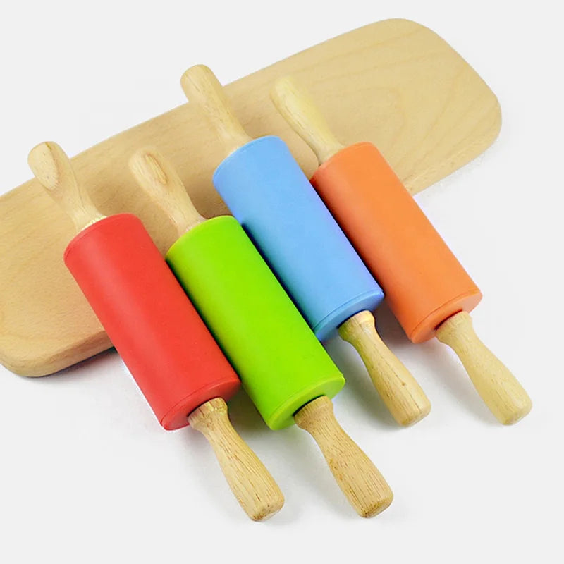 Wanlihao Mini 23cm Nonstick Silicone Rolling Pin With Wooden Handle