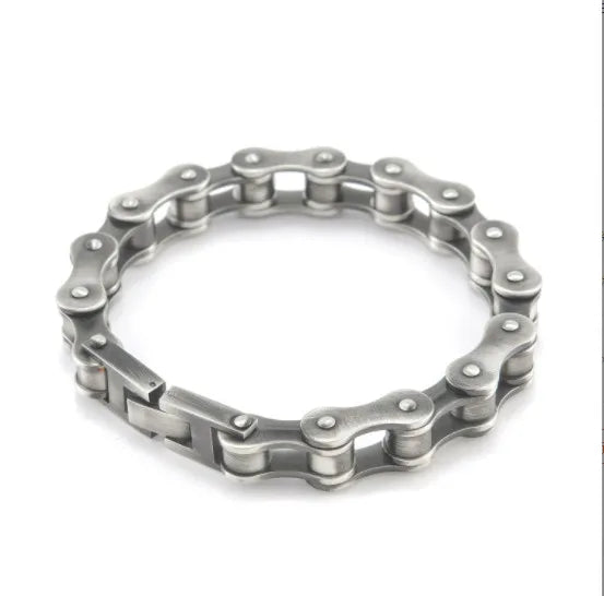 Motorcycle Chain Men Bracelet Antique Color 316 Stainless Steel Bicycle Biker Bracelet 1/2 Inch Wide