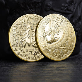 Factory Plain Price Metal Chinese Dragon Lucky Silver Gold Plated Coins