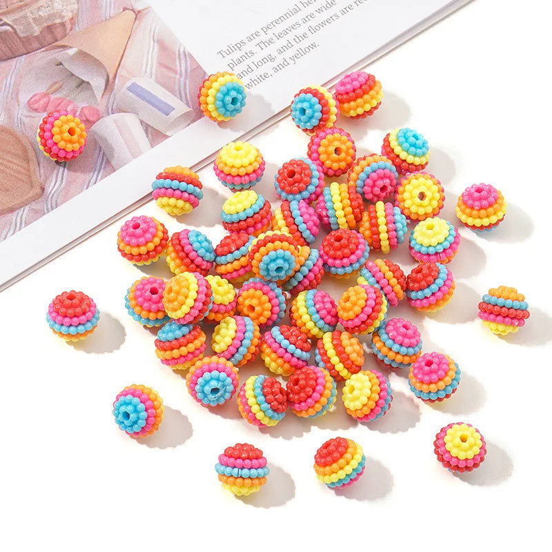 10mm 100pcs/bag Colorful ABS Bayberry Ball Bead Straight Hole Educational Toys Bead Kids