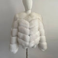 Winter Women Casual Real Fox Fur Coat Regular V Cut Thick Warm Soft Breathable Cotton Lining Polyester High Street Jacket 80%