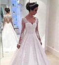 AL1415 Elegant Women's Wedding Dress 2025 Long Sleeves with Crystal & Ruffles Decor Sweetheart Bridal Weeding Gown