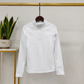 White Women Horse Riding Long Sleeved Shirt Zipper Quick Drying Equestrian Base Layer Wholesale Equestrian Clothing