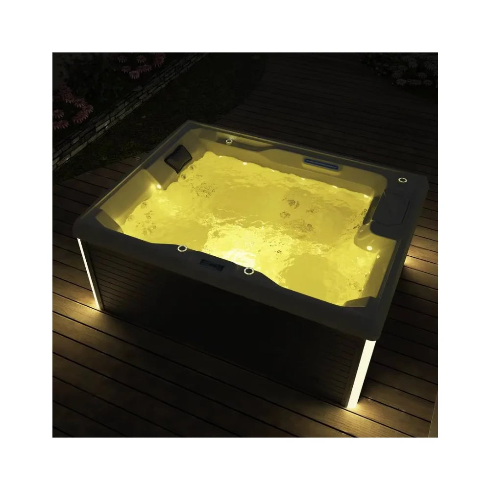 Modern Outdoor 2-Person Square Acrylic Hot Tub Spa Balboa Hydro Whirlpool 24 Jets Eco-Friendly Features for Home Garden