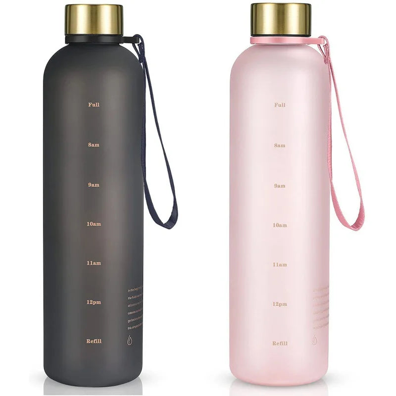 32oz 1 Liter  Factory Custom PP Plastic Motivational Water Bottle for Fitness Sports with Strap custom