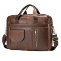 Vintage Luxury Cowhide Genuine Leather Briefcase Laptop Shoulder Sleeve Bag 14 Inch Business Office Messenger for Men