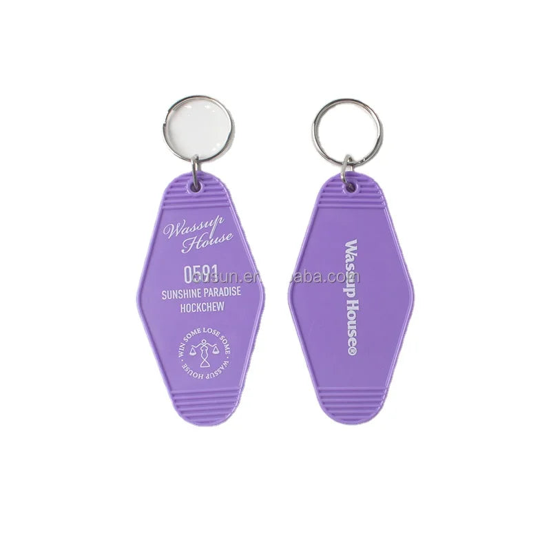 Custom logo Vintage Motel Key Chain Retro Blank Plastic Hotel Room Motel Keychain