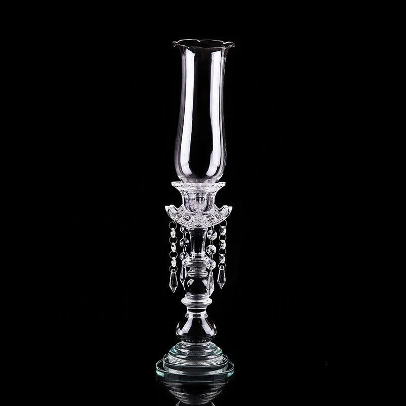 Wedding Glass Candlestick Ornament Elegant Nordic Single Head Crystal Candle Holder for Festive Wedding Decor
