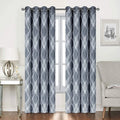 XinLan Unique Window Treatment Hotel Bedroom Polyester Blue Geometric Jacquard Blinds and Curtains
