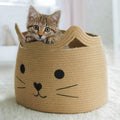 Large Capacity Hand-Woven Cute Pattern Cotton Cord Foldable Diaper Clothing Pet Storage Basket Box