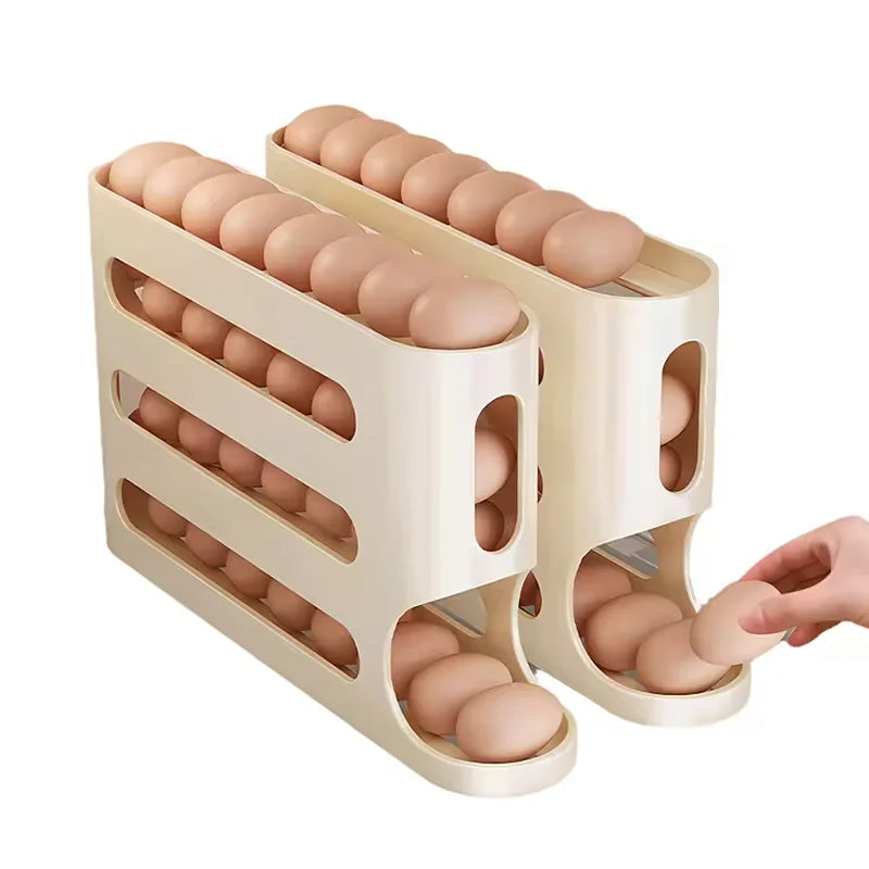 2024 New Arrive Double Layered Rolling Plastic Egg Organizer Storage Box Egg Holder