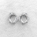 Sterling Silver 6*8mm Semi Mount Stud Earrings Empty Frame Support Blank Setting S925 Base Without Center Stone for DIY Inlay