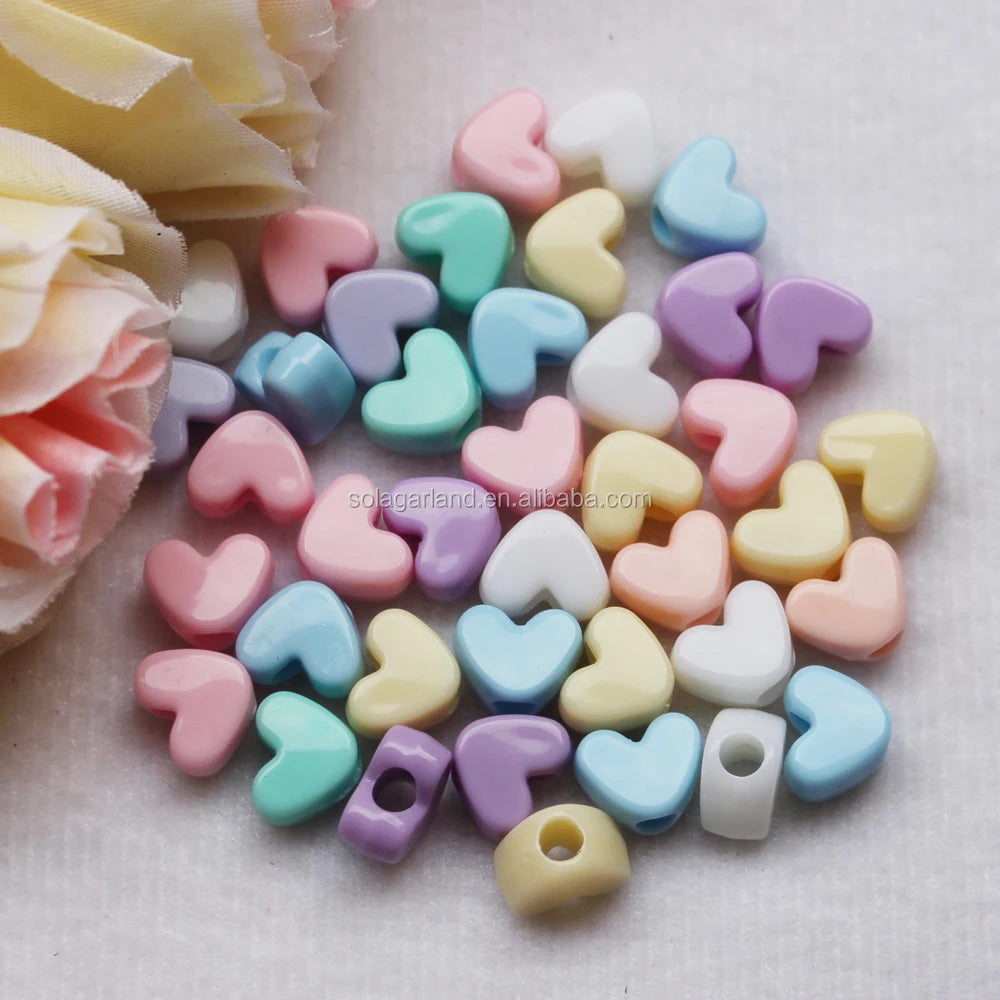 Colorful Heart Shape Acrylic Spacer Beads Jewelry Making for Bracelet Necklace DIY