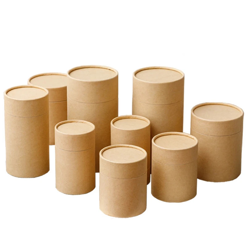 Omet Custom Eco Friendly Circular Kraft Paper Cardboard Cajas Redondas Cylinder Cans Packing Carton Tube Cardboard Packaging Box