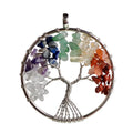 Natural Healing Crystals Quartz Tree of Life Necklace 7 Chakras Gemstone Pendant for Mother's/Father's Day
