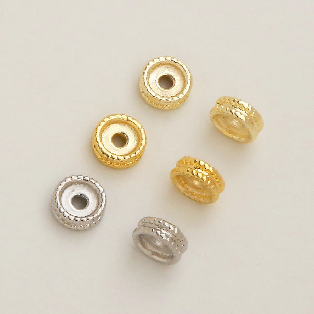 14K Gold Plated Gear Beads Round Loose Beads for DIY Jewelry High Quality Wheel Beads