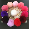 Hot Sale Furry Puff Ball Faux Rabbit Pink Fur Ball Pom Pom Keychain for Women and Girls