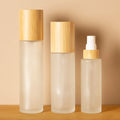 60ml Olive Oil Glass Bottle Skin Care Cream Frosted Mist Spray Cosmetic Bamboo Cap Pump Sprayer Screen Printed