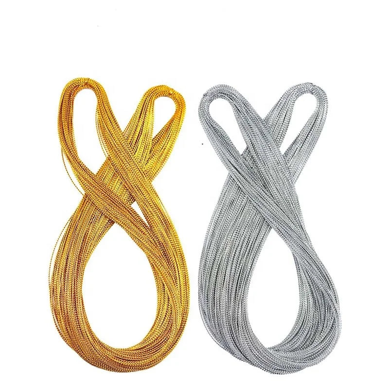 Wholesale 100 Meter Gold Silver Braided Hair Cord String Braided Dreadlocks Hair Rope Wig Accessories