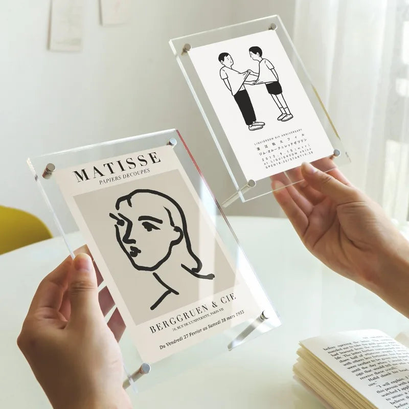 Hot Selling Size 6/7/8/10 Inch A4 Clear Display Acrylic Photo Frame Transparent  Picture Frame Acrylic Card Holder With Stand