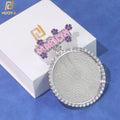NUOYA Custom Name Photo Pendant Hip Hop Jewelry Iced Out Diamond Large Hook Pink Pendant  Silver Memorial Gift for Men Women