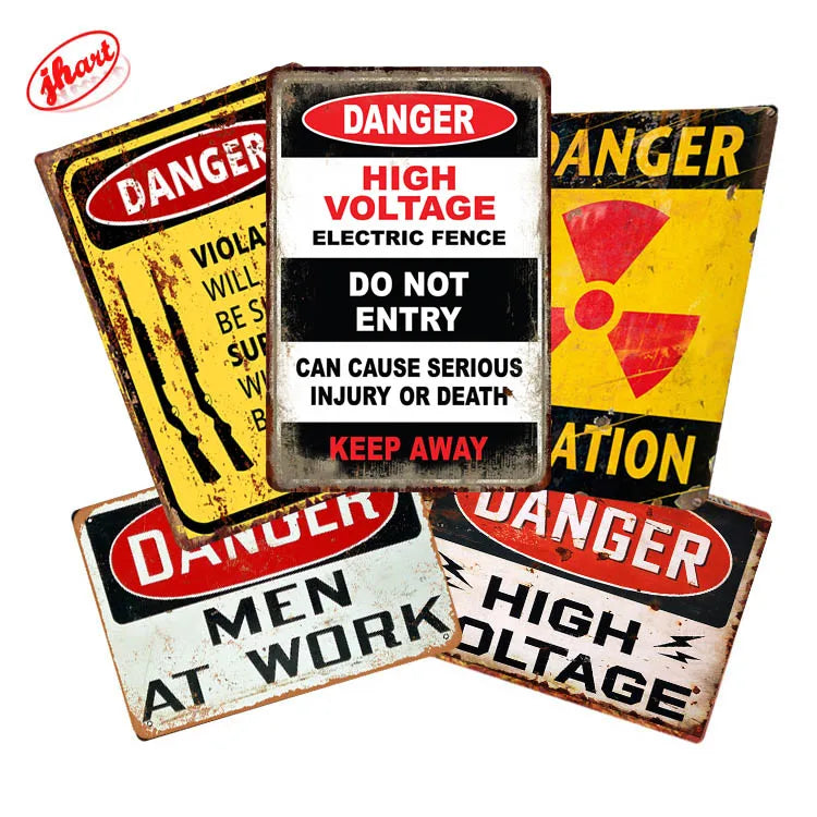 Shabby Chic Garage Wall Decor Tin Plaque Antique Danger Metal Signs NOTICE Metal Sign Parking Only Vintage Warning Tin Sign