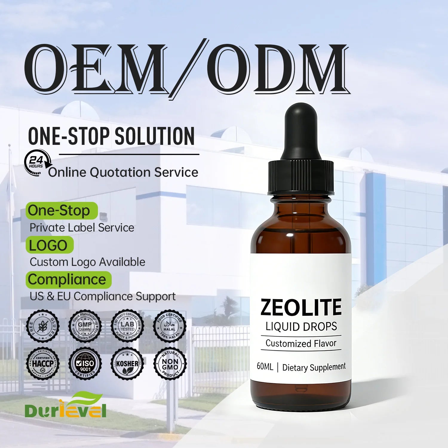 GMP ISO HACCP NSF COA Certified Zeolite Drops Clinoptilolite Zeolite Premium Quality Custom Private Label OEM ODM Service