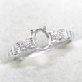 Sterling Silver 5*7mm Semi Mount Ring Frame Empty Blank Support Claw Setting S925 Base Holder Without Center Stone for DIY Inlay