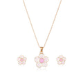 Fashion Zinc Alloy Colorful Flower Earring Necklace Jewelry Set Girls' Jewelry