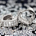 CAOSHI Dainty Heart Shaped Hollow Design Sparkling Cubic Zirconia Earring for Bride Wedding Party CZ Hoop Earrings for Women Men
