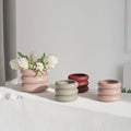 Modern Nordic Style Round Ceramic Flower Pot Vase with Colorful Abstract and Geometric Design for Hotels Home Decor Tabletop Use