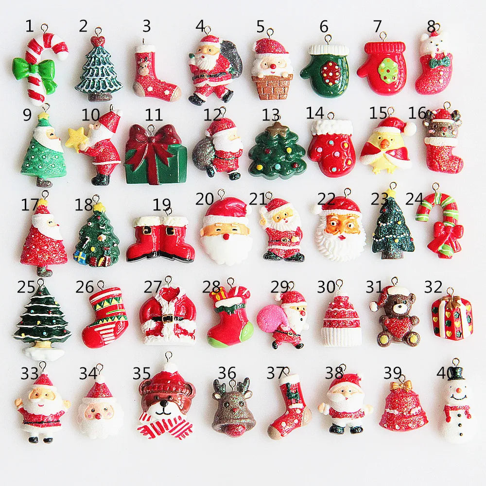 2023 Custom Christmas Candy Canes Resin Pendant Necklace Gift Christmas tree decorations Santa Claus custom Christmas pendants