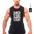 Men's No Pain No Gain Athletic Tank Top Fast Delivery Knitted Casual Gym Clothing Sleeveless Travel Vest for Bodybuilding