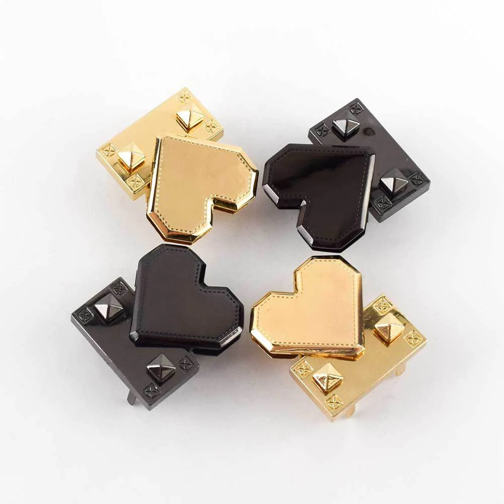 Meetee BF079 Creative Heart Shaped Alloy Lock Bag Parts Accessories Woman Purse Snap Clasp Mechanism Bag Buckle Locks