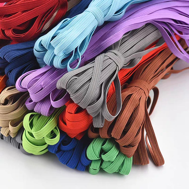 Garment Accessories DIY High Elastic Rope 6mm Colorful Flat Knitted Elastic Braid  Band