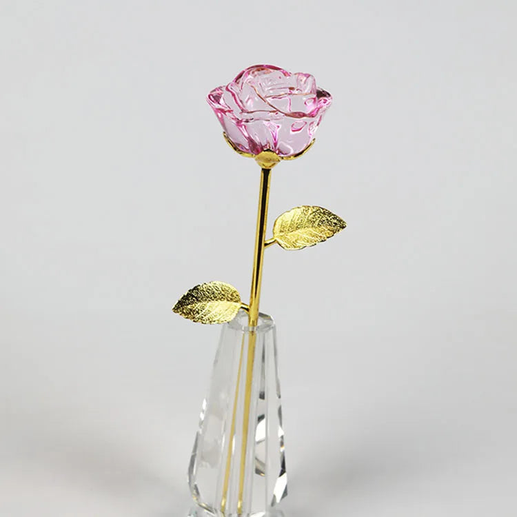 HZ Engraved Carved 3d Customized Logo Crystal K9 Glass Crafts Wedding Decoration Valentine's Day Christmas Gift Rose Flower
