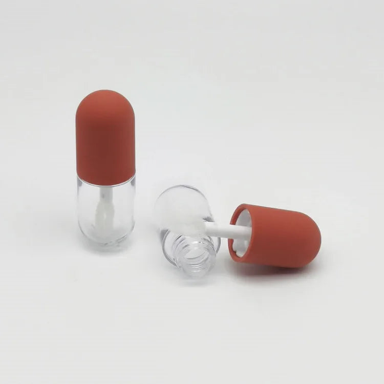 Lipgloss Tubes Mini Capsule Shape 4ml Round Cosmetic Packaging Liptint Container Empty Lip Gloss Tube with Wand