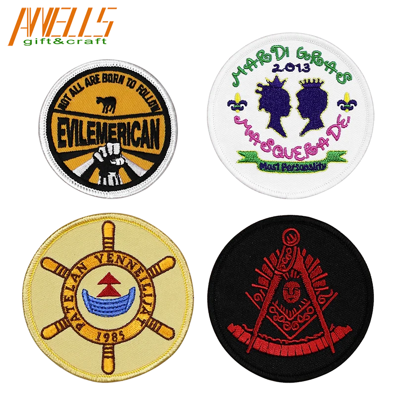 AWELLS Custom Name Biker Motorcycle Team Club Soccer Iron-on Uniform Badge Embroidered Twill Sequins Patches for Cloth Jacket