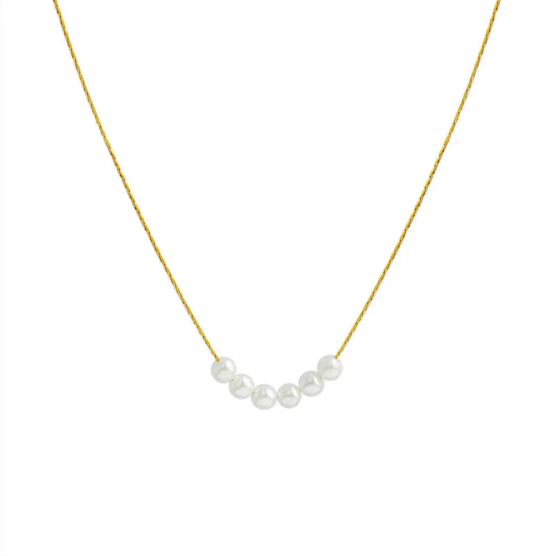 Fashion Stainless Steel Double Layered Irregular Faux Baroque Pearl Necklace