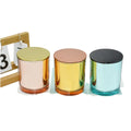 Luxury New Fashion 8oz 10oz Round Glass Candle Jar with Lid Electroplated Gold Home Use Jars Vessel Container