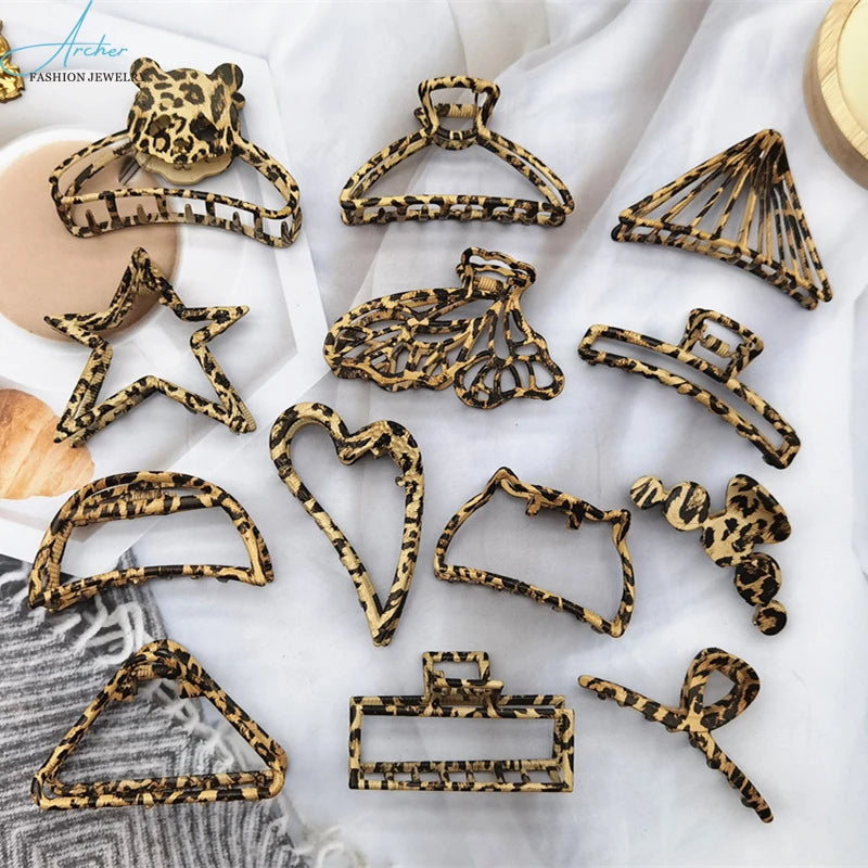 Leopard Hair Clip Female South Korean Influencers Headdress Back Hair Clip Shark Clip