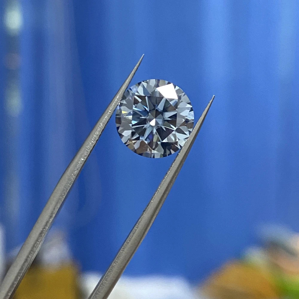 6.5mm-10MM Moissanite Diamond VVS1 GRA Certificate 1ct 2ct 3ct 4ct Vivid Blue Round Loose Moissanite Stone