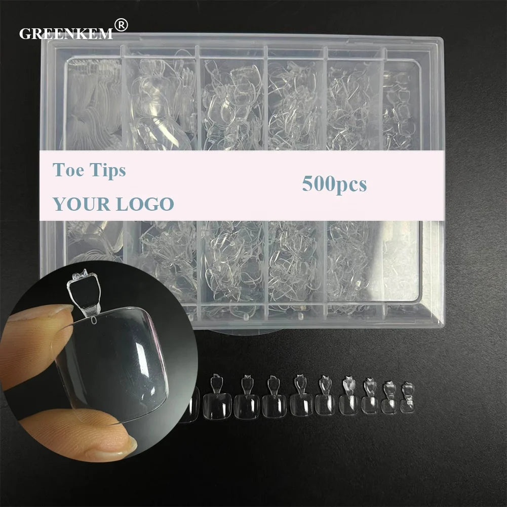 500Pcs False Toe Nails Clear Natural Thin Artificial Manicure Art Decoration Beauty Tools Foot Full Cover French Toe Nail