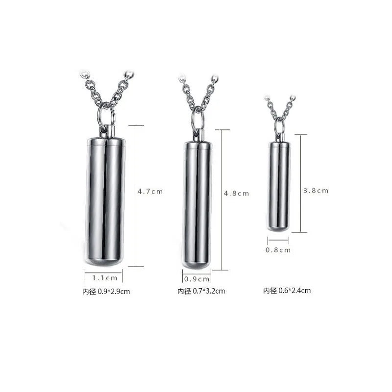 Pet Cat Dog Cremation Urn Pendant Titanium Steel Minimalist Perfume Pendant Necklace Memorial Ashes Storage Bottles Necklace